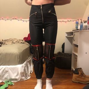 Black zipper joggers